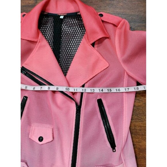 Rebecca Minkoff Long Sleeve Notch Lapel Collared Moto Jacket Pink Ombre Size M - Picture 12 of 16